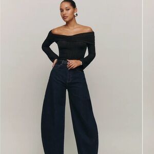 Reformation High-Rise Wide Leg Jeans - Dark Indigo